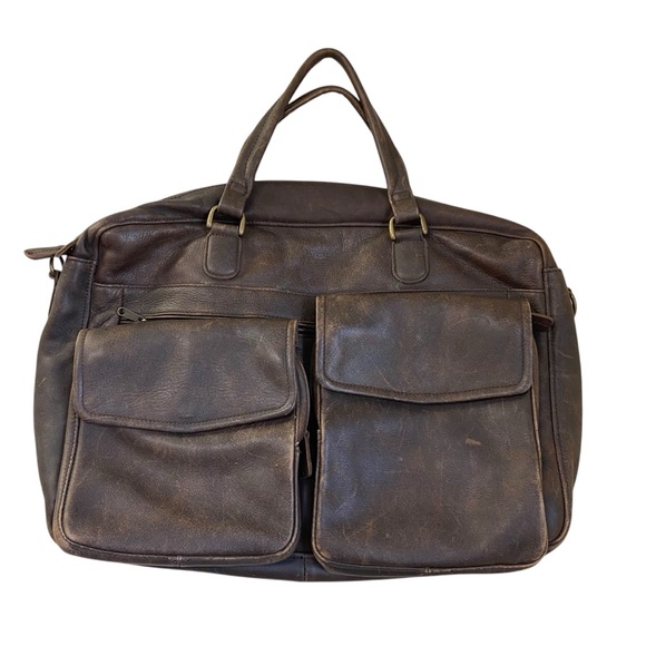 L.L. Bean Other - Vintage LL Bean Leather Bag Briefcase Laptop Work Business Brown Distressed